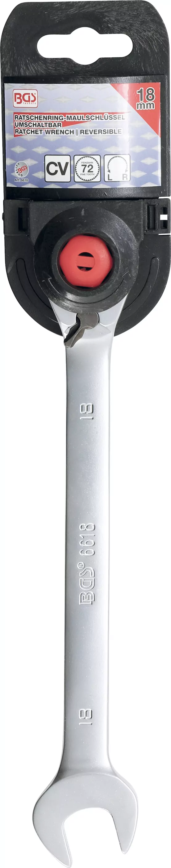 Ratschenring-Maulschlüssel | umschaltbar | SW 18 mm