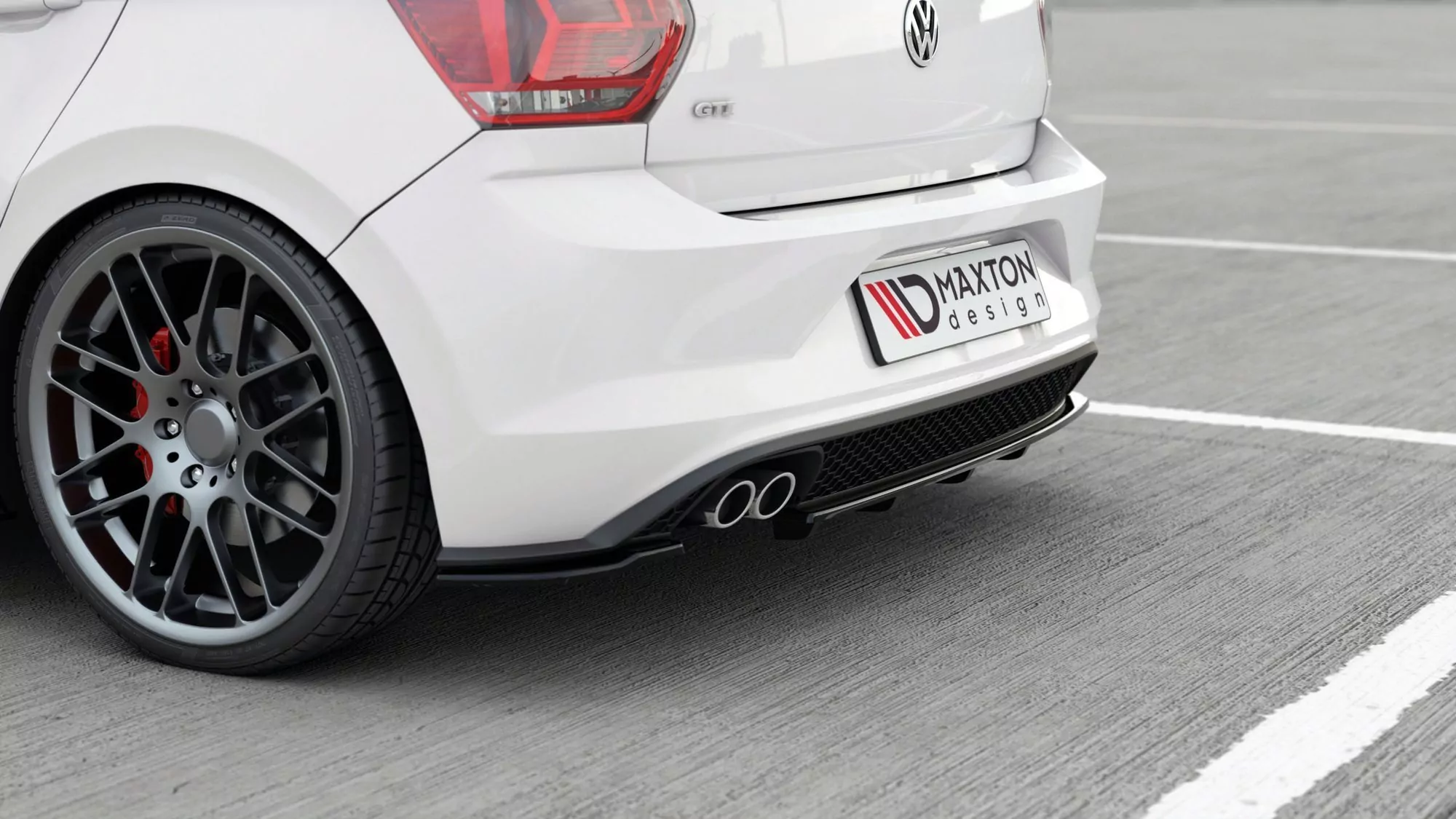 Mittlerer Diffusor Heck Ansatz Passend Für (mit Einem Vertikalem Balken) VW Polo 6 GTI Mk6 Schwarz Hochglanz