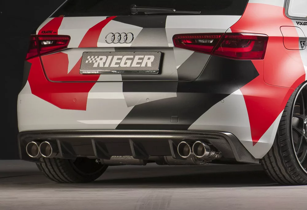 Rieger Heckeinsatz für Audi A3 (8V) - 5-tür. (Sportback 8VA) 07.12-08.16 (bis Facelift) carbon optik