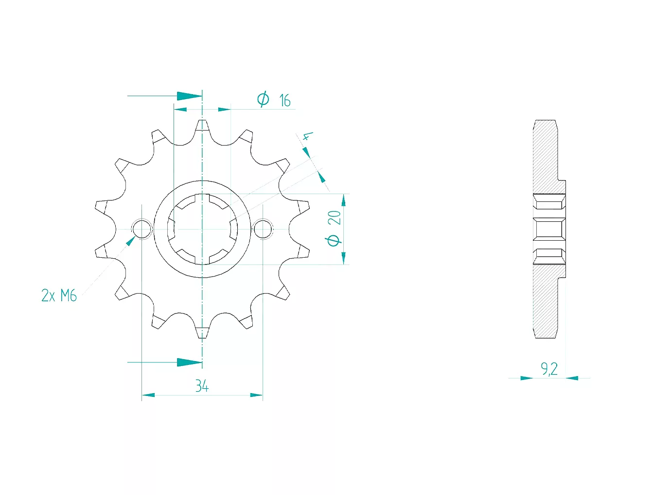 Ritzel 14 Zähne Teilung 428