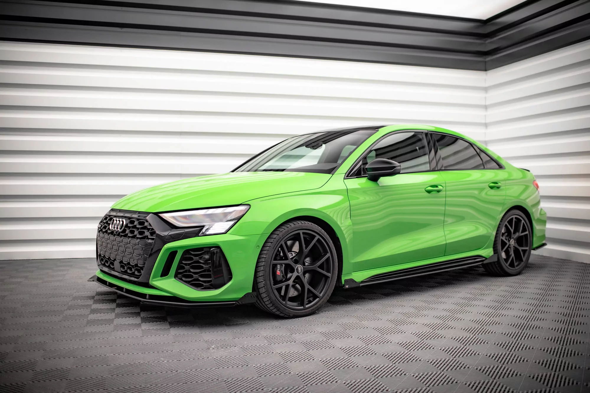 Seitenschweller Flaps Für Audi RS3 Limousine 8Y Schwarz Hochglanz