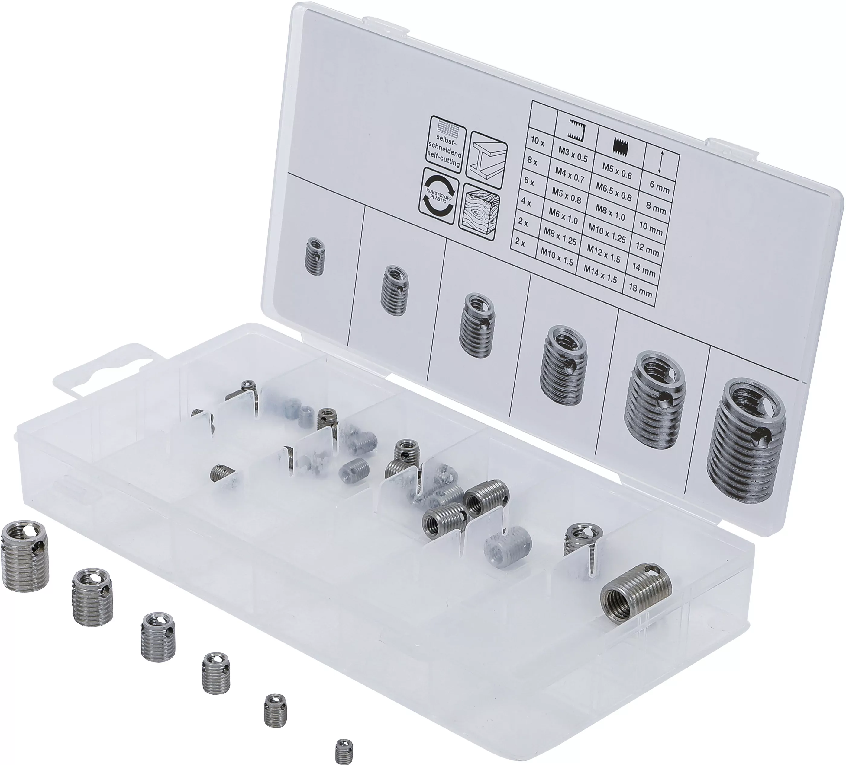Gewindeeinsätze-Sortiment | selbstschneidend | 32-tlg.