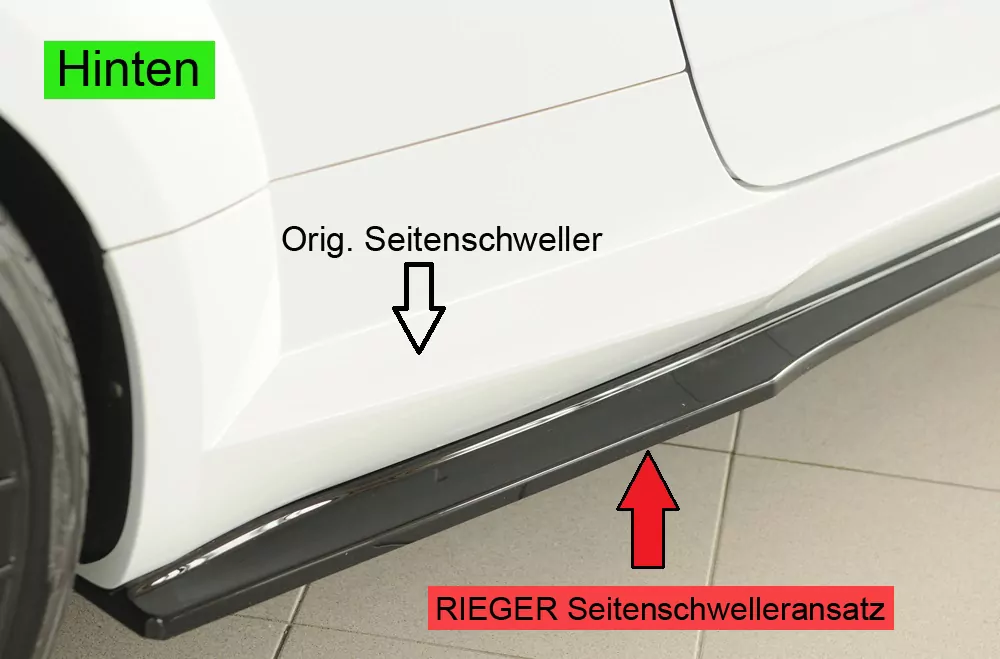 Rieger Seitenschweller rechts ansatz (ca. 19mm) glanz schwarz für Audi TTS (8J-FV/8S) Roadster 07.14-08.18 (bis Facelift)