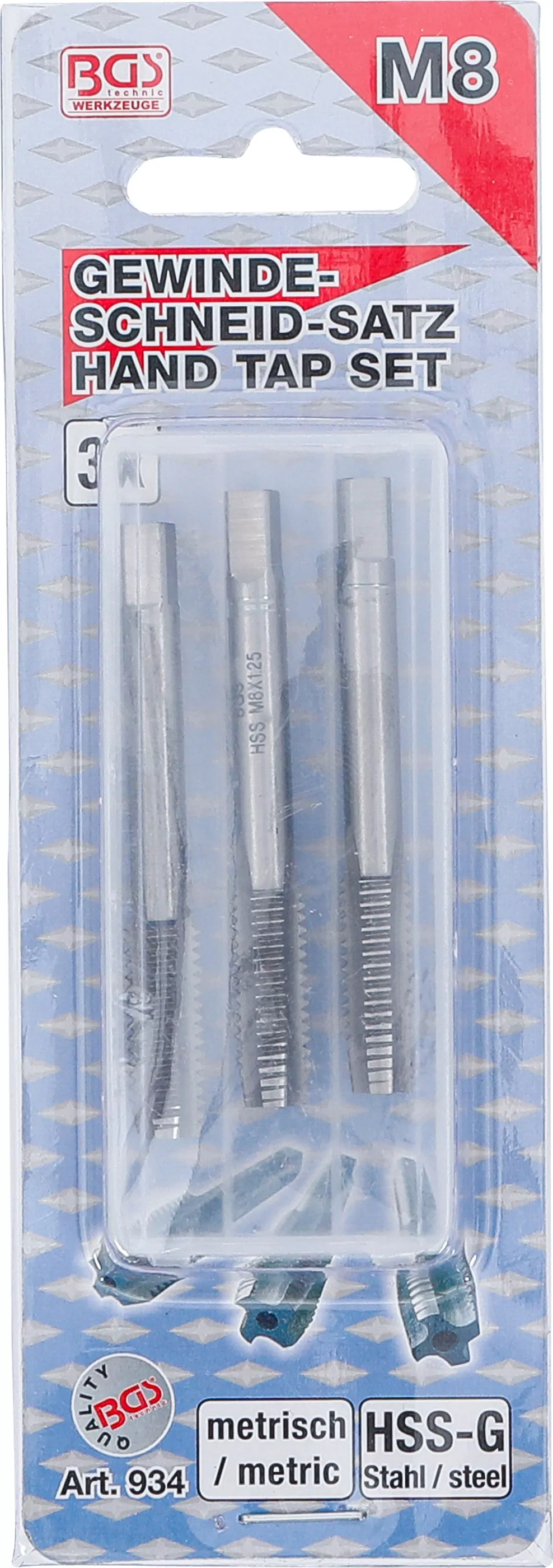 Gewindebohrer-Satz | Vor-, Mittel- und Fertigschneider | HSS-G | M8 x 1,25 mm | 3-tlg.