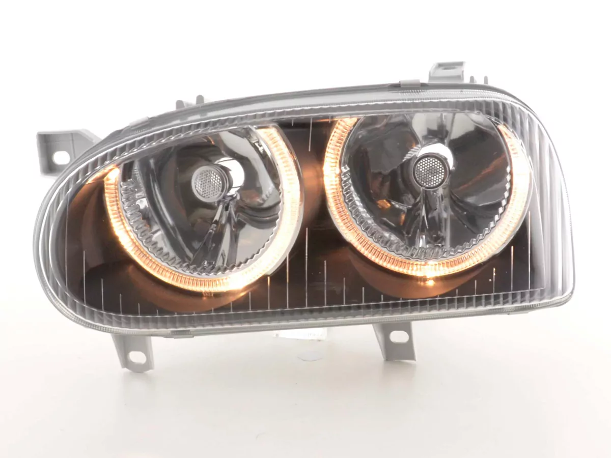 Scheinwerfer Set Angel Eyes VW Golf 3 Typ 1HXO, 1 EXO Bj. 91-97 schwarz