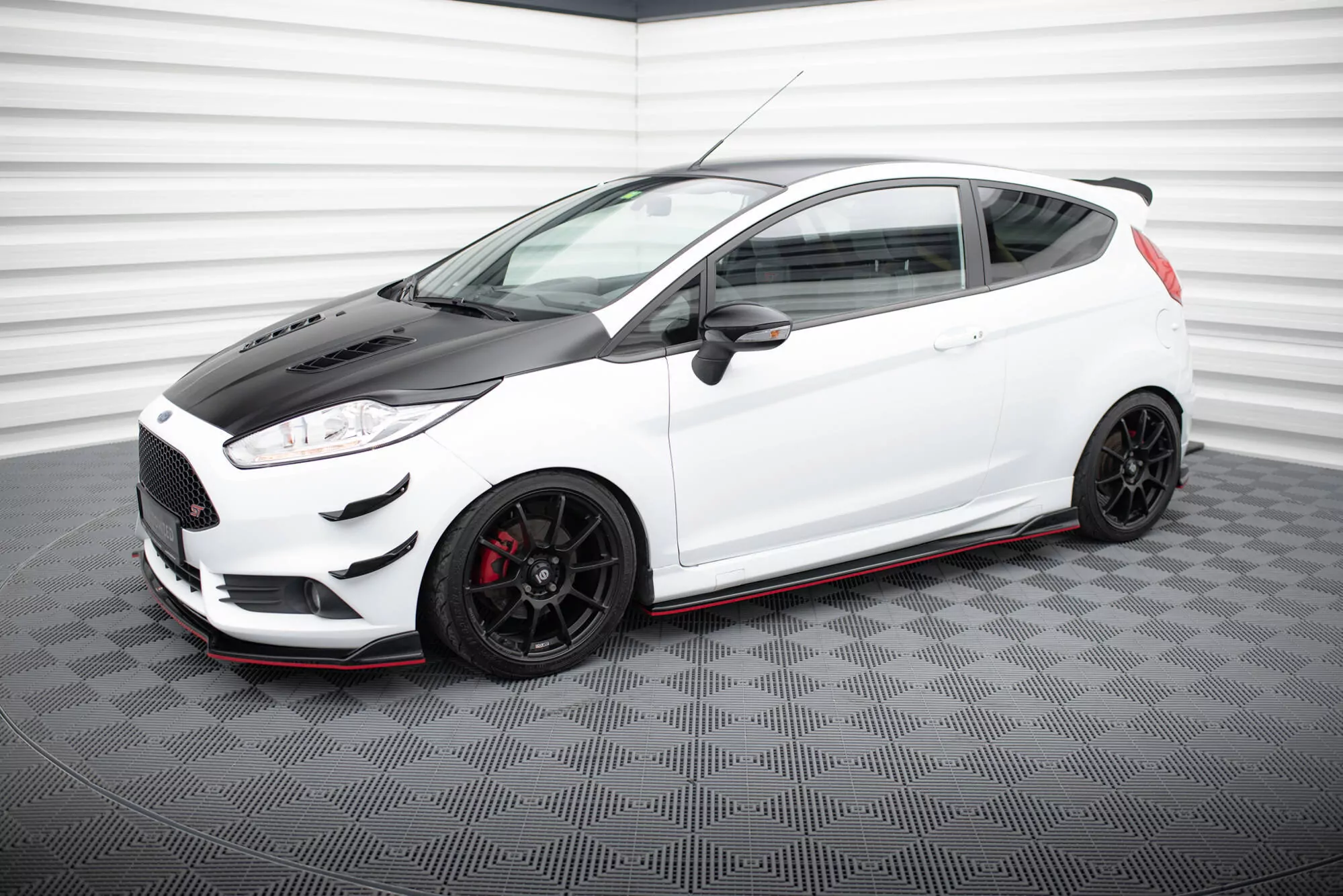 Seitenschweller Ansatz Für V.3 Für Ford Fiesta ST / ST-Line Mk7 Schwarz Hochglanz