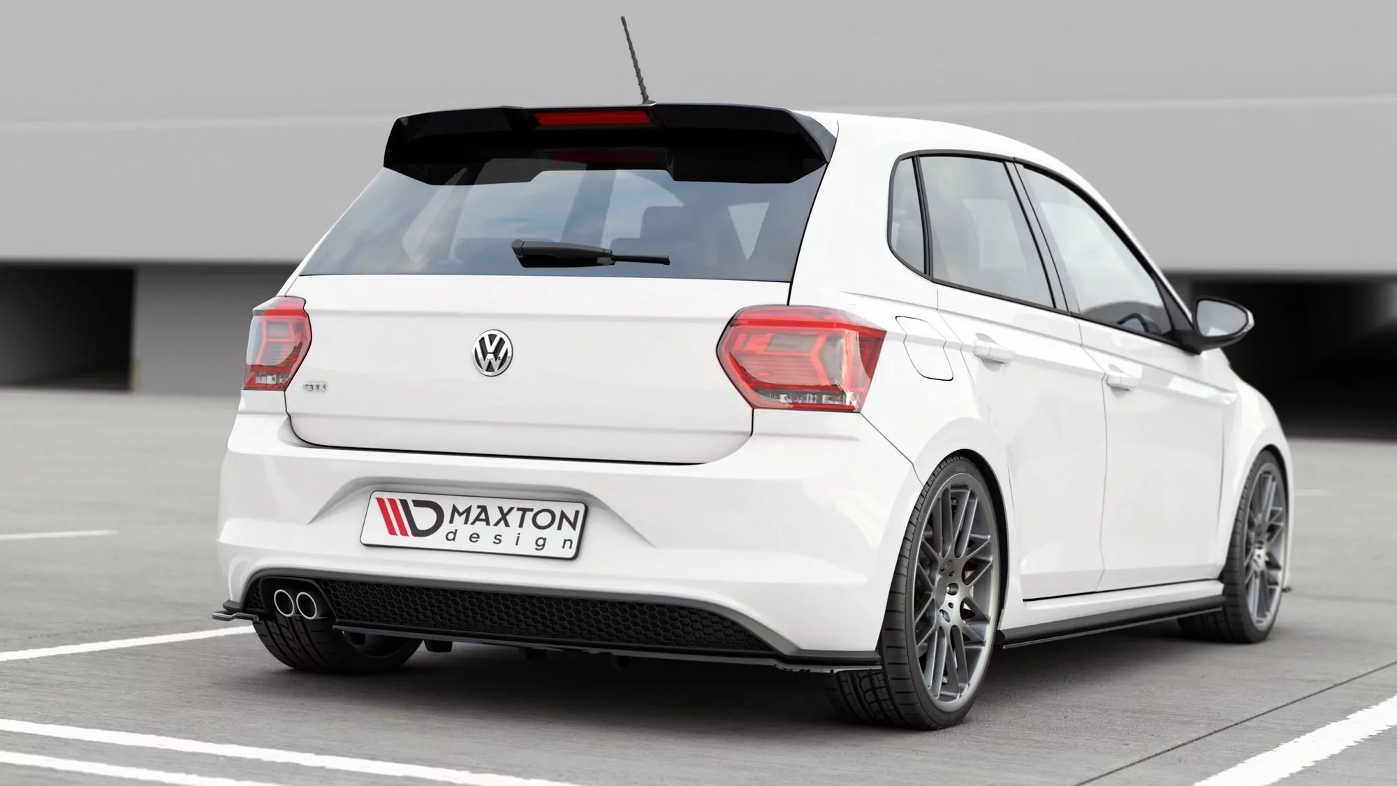 Mittlerer Diffusor Heck Ansatz Passend Für (mit Einem Vertikalem Balken) VW Polo 6 GTI Mk6 Schwarz Hochglanz