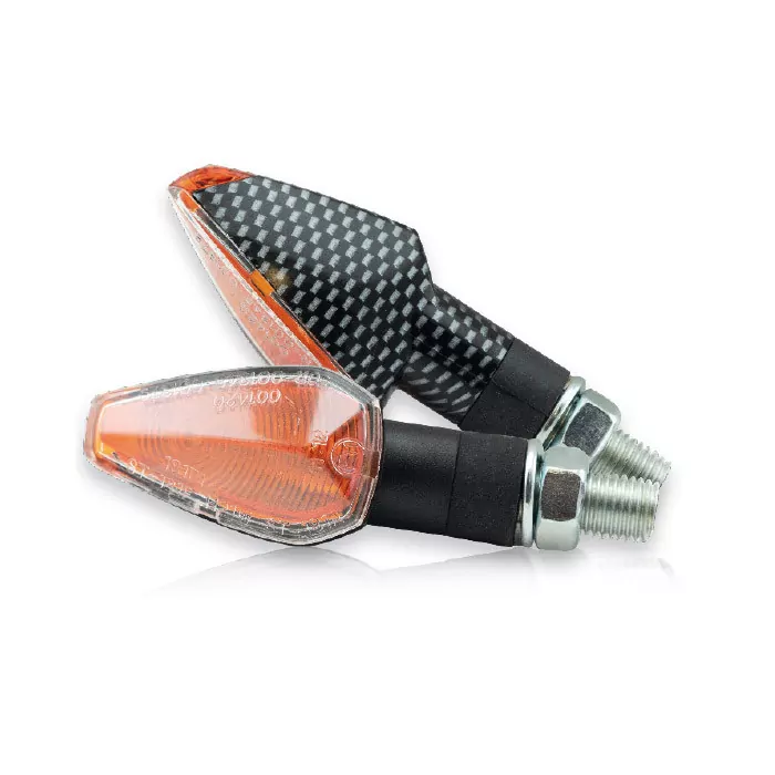 Mini-blinker Peak, Carbonlook, Kurz, Klares Glas, Gelber Innenreflektor, E-geprüft, M10