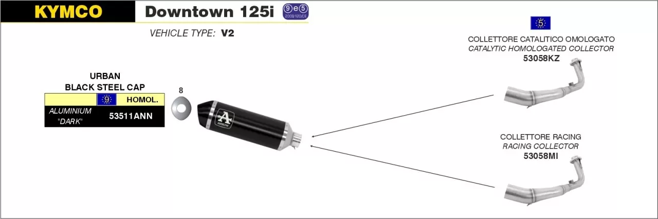 Arrow Urban Aluminium Schwarz Kymco Downtown 125 I 09-16