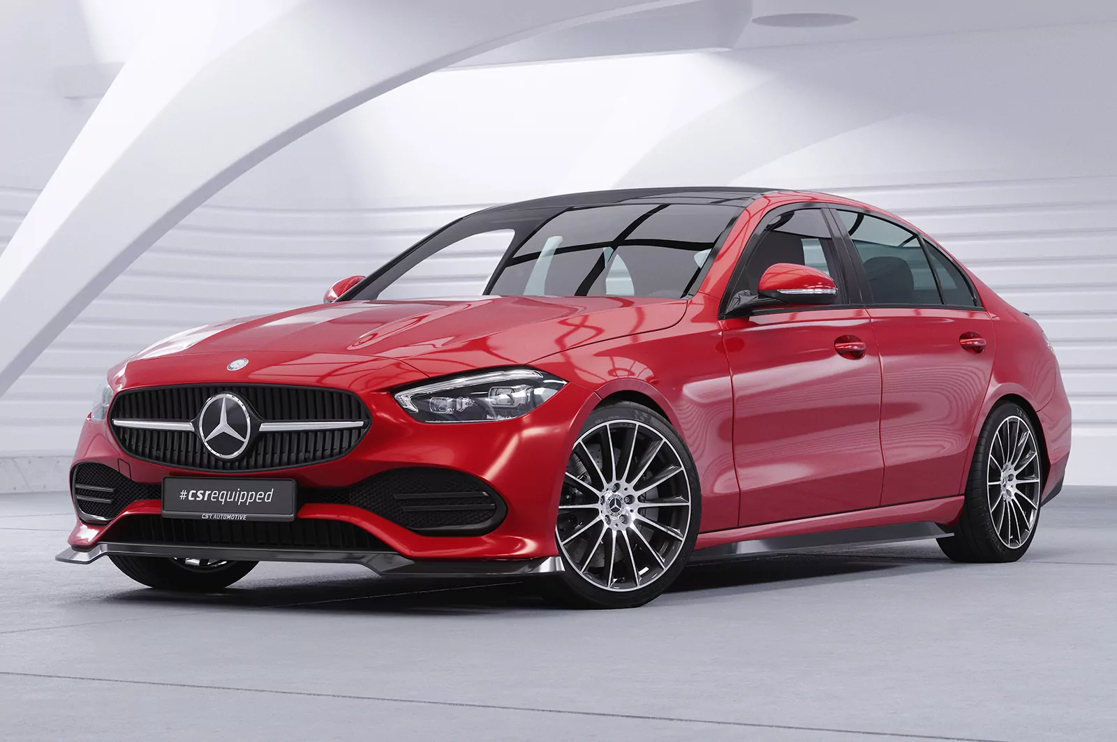 Cup-Spoilerlippe mit ABE für Mercedes Benz C-Klasse W206 / S206 CSL704 Schwarz Strukturiert