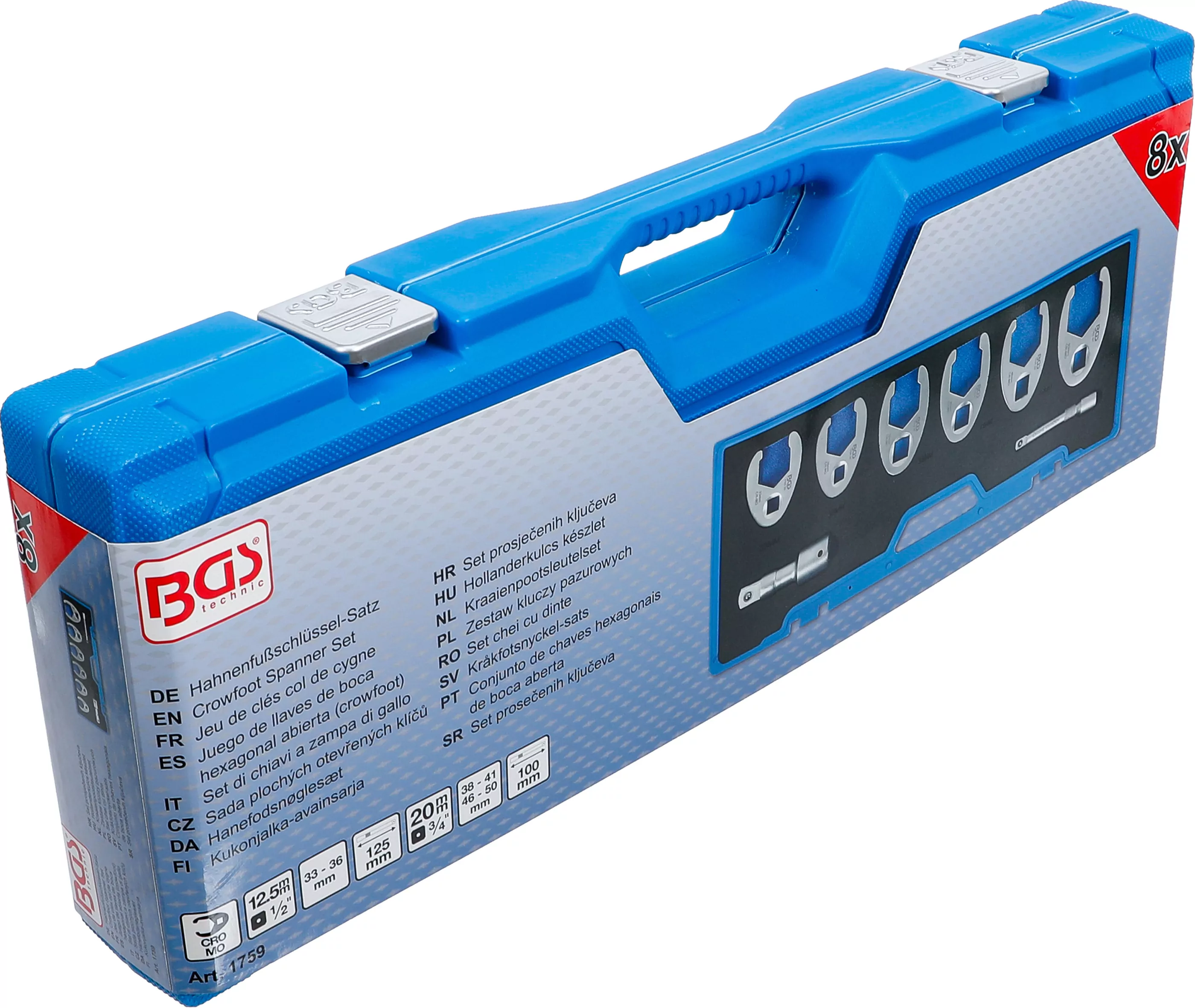 Hahnenfußschlüssel-Satz | Antrieb Innenvierkant 12,5 mm (1/2") / 20 mm (3/4") | 8-tlg.