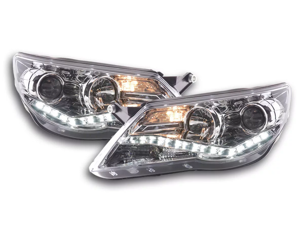 Scheinwerfer Set Daylight LED TFL-Optik VW Tiguan Bj. 07-11 chrom