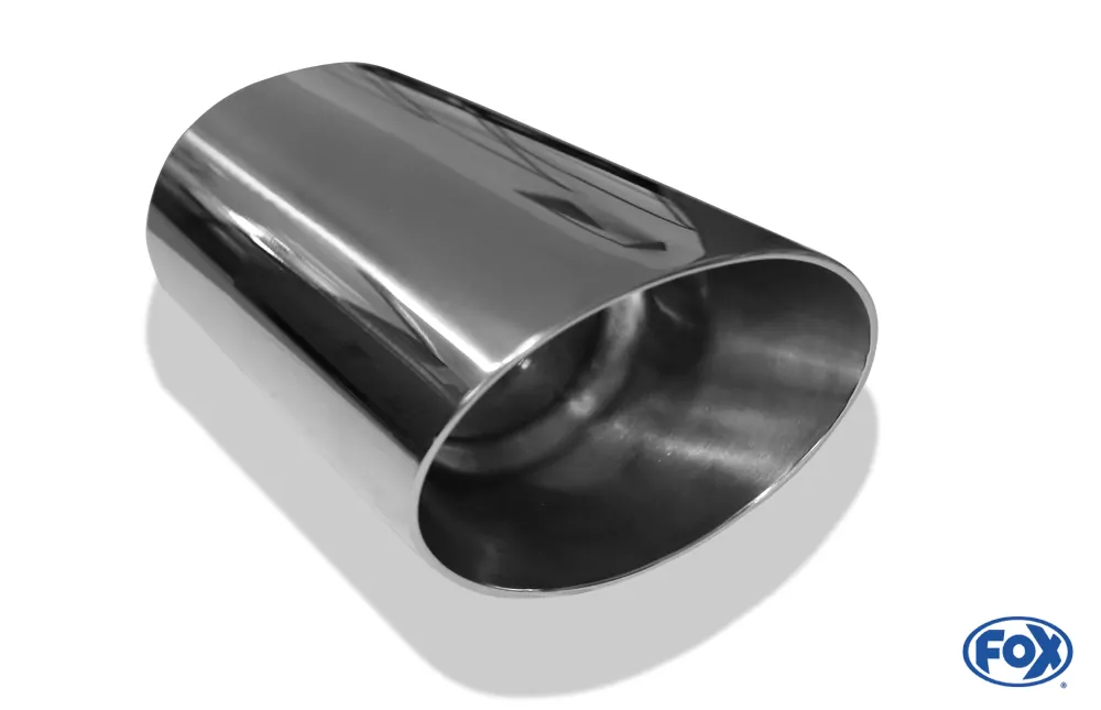 Anschweißendrohr Typ 45  140 x 90 mm / Länge: 300 mm  - oval / uneingerollt / 15° abgeschrägt / mit Typ-B Einsatz