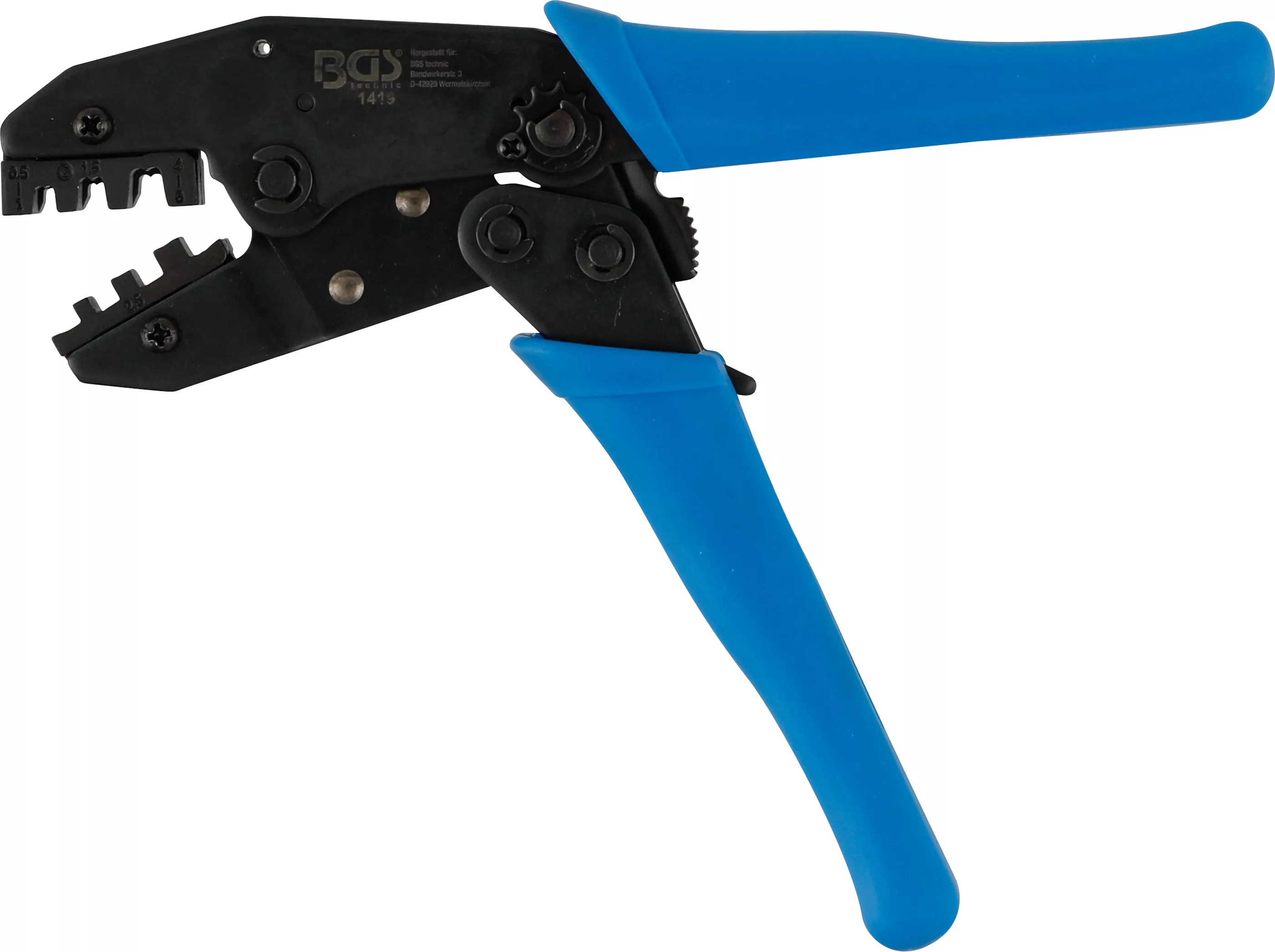 Kabelschuhzange mit Ratschenfunktion | für unisolierte Kabelschuhe 0,5 - 6 mm²