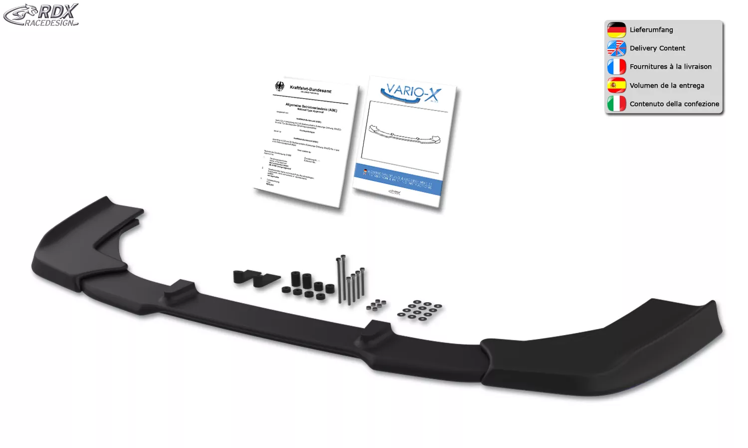 RDX Frontspoiler VARIO-X für RENAULT Megane 1 Phase 2 1999-2003 Frontlippe Front Ansatz Vorne Spoilerlippe