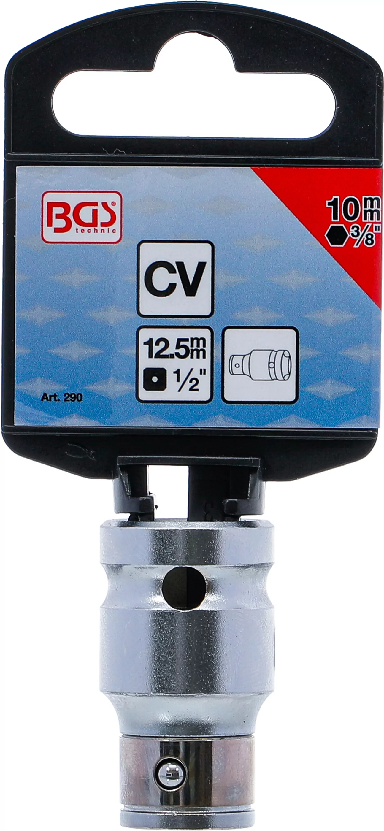 Bit-Adapter mit Haltekugel | Innenvierkant 12,5 mm (1/2") | Innensechskant 10 mm (3/8")