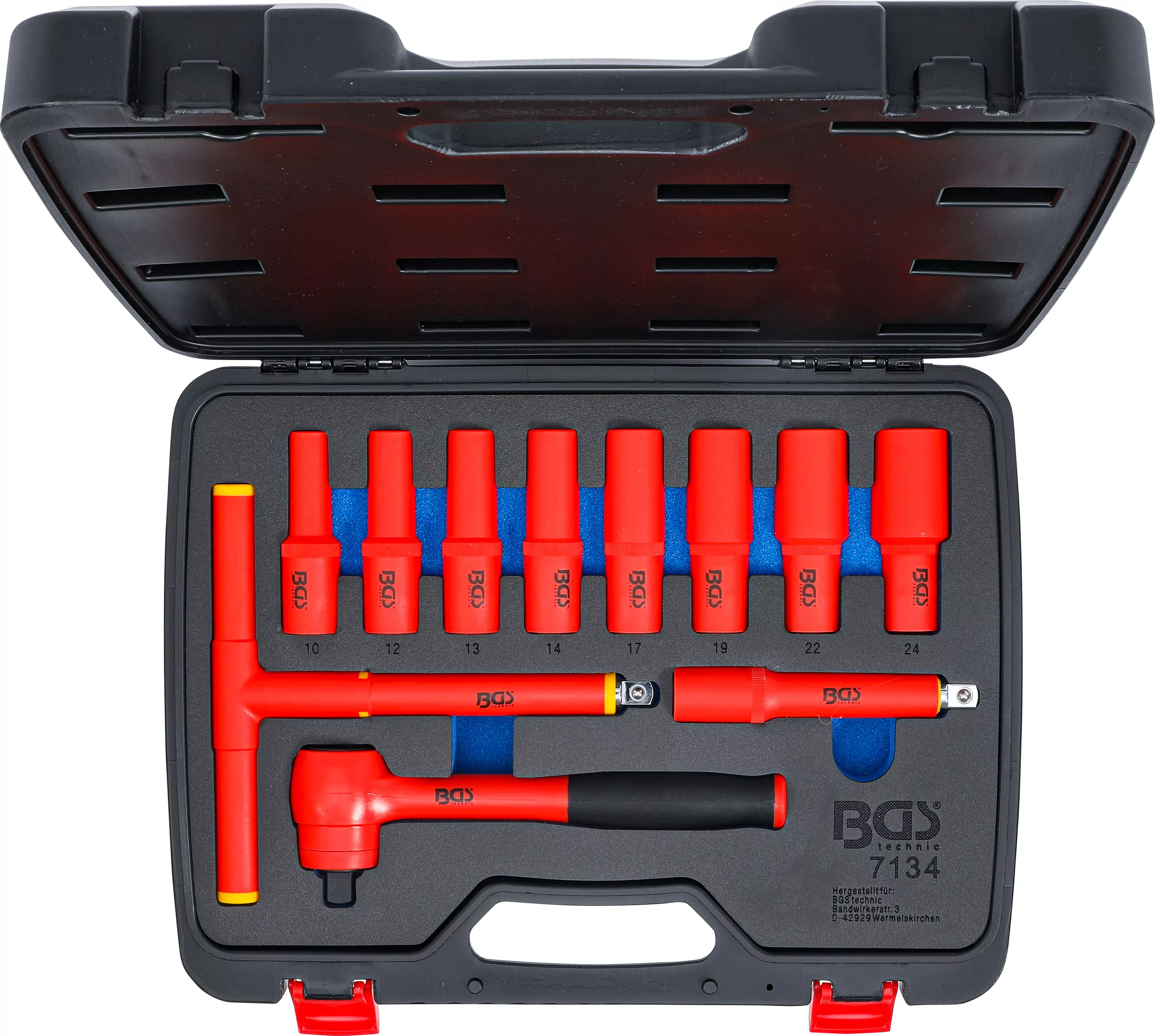 VDE-Steckschlüssel-Satz | Antrieb Innenvierkant 12,5 mm (1/2") | SW 10 - 24 mm | 11-tlg.