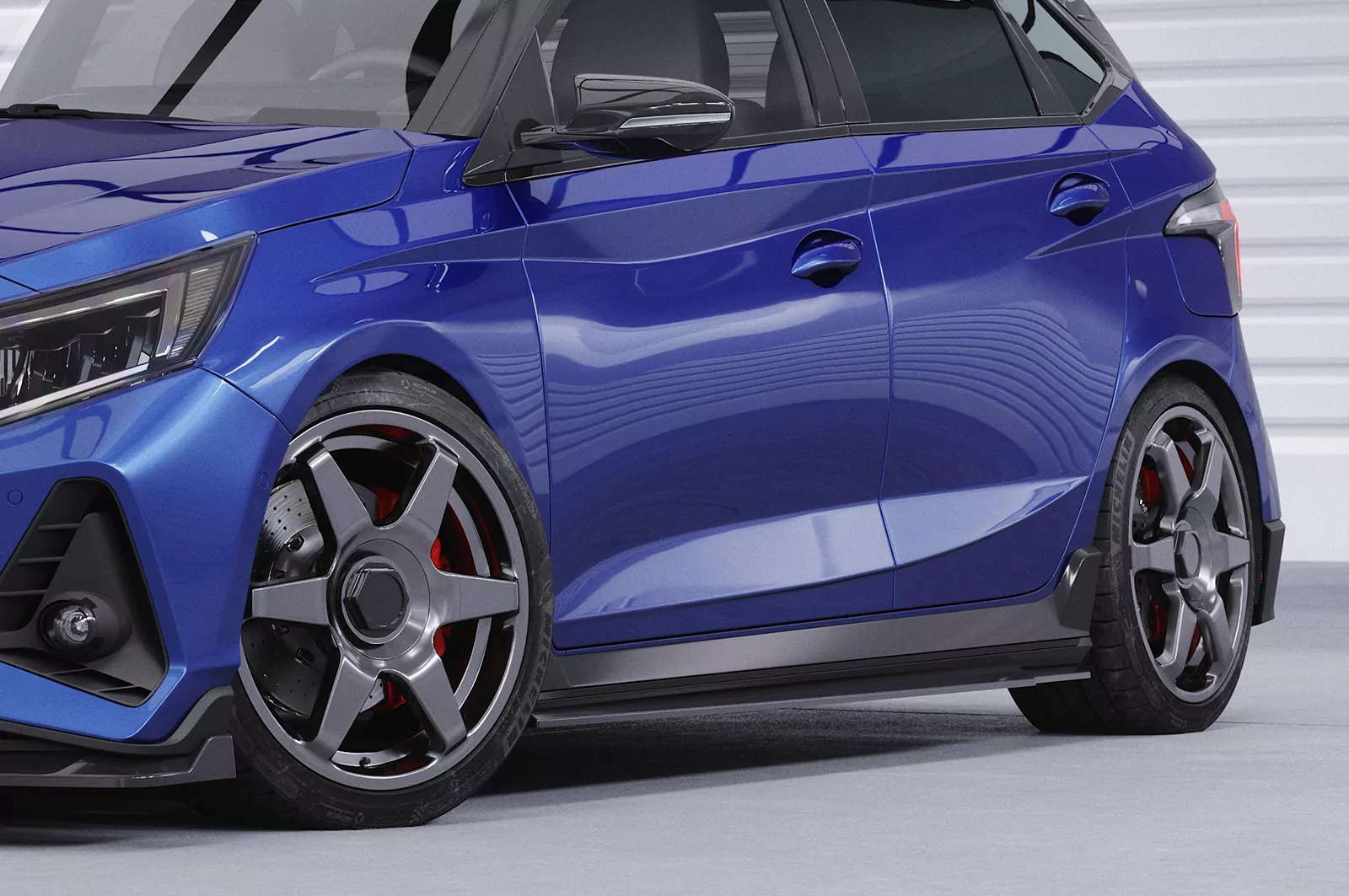 Seitenschweller für Hyundai I20 (BC3) N / N-Line SS574 Schwarz Strukturiert