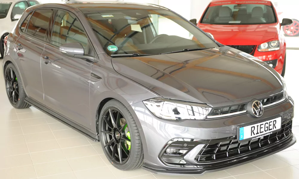 Rieger Seitenschweller rechts ansatz matt schwarz für VW Polo (AW) GTI 5-tür. 06.17-05.21 (bis Facelift)