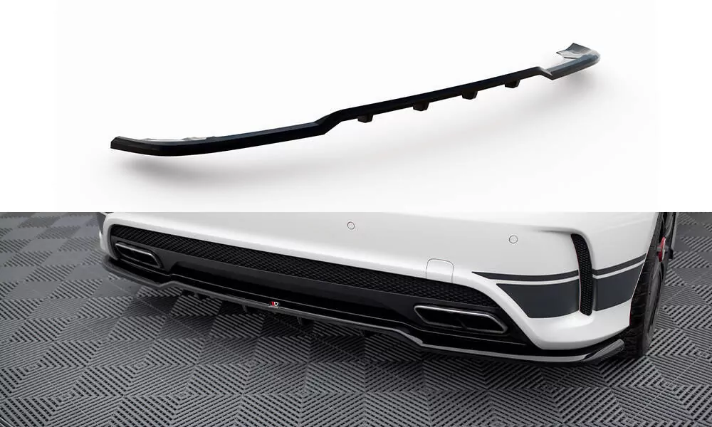 Hinten Splitter (mit Einem Vertikalem Balken) Mercedes-Benz A45 AMG W176 Schwarz Hochglanz