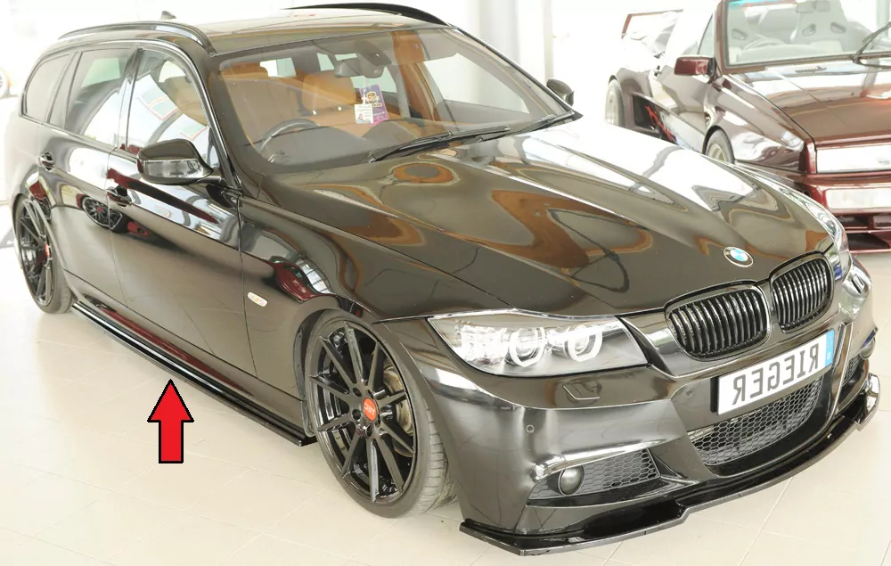 Rieger Seitenschweller rechts ansatz glanz schwarz für BMW 3er E91 Touring 09.08- (ab Facelift) LCI