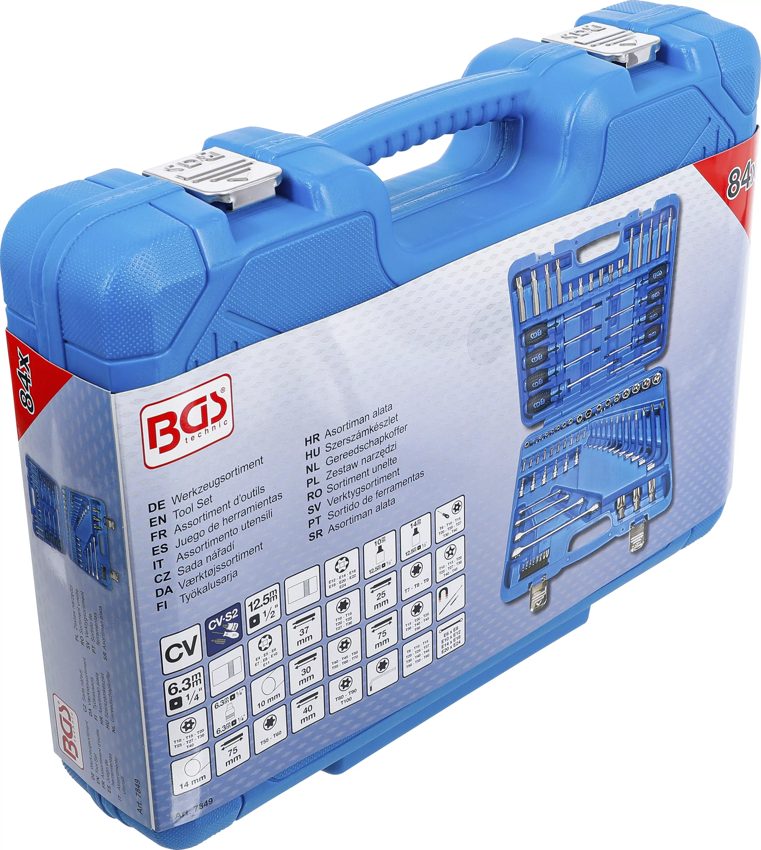 Werkzeugsortiment | 6,3 mm (1/4") + 12,5 mm (1/2") | E-Profil / T-Profil (für Torx) | 84-tlg.