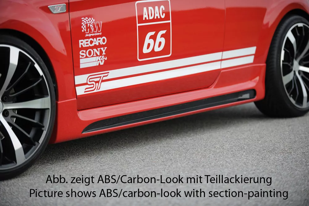 Rieger Seitenschweller links  carbon look für Ford Focus 2 3-tür. 07.04-01.08 (bis Facelift)