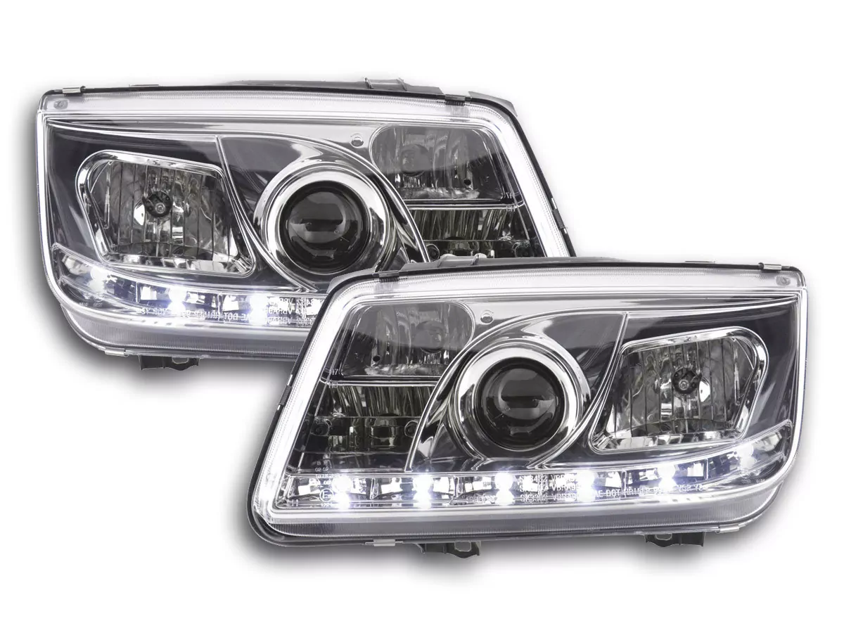 Scheinwerfer Set Daylight LED TFL-Optik VW Bora Typ 1J Bj. 99-04 chrom