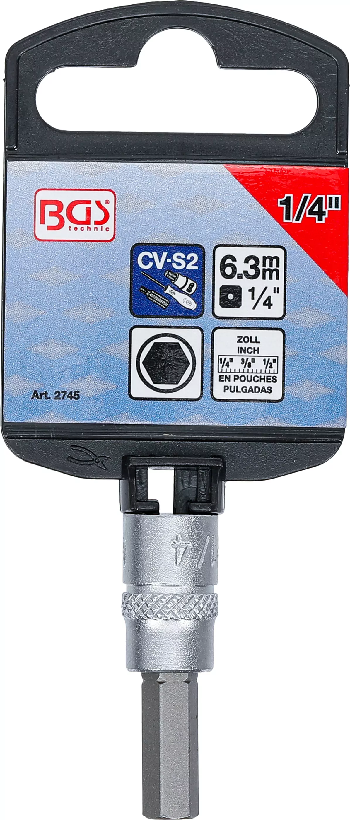 Bit-Einsatz | Antrieb Innenvierkant 6,3 mm (1/4") | Innensechskant 1/4"