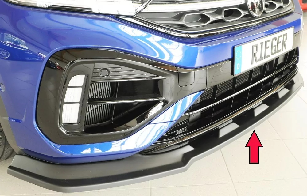 Rieger Spoilerschwert nur für R / R-Line matt schwarz für VW T-Roc R (A1) 5-tür. 01.22- (ab Facelift)