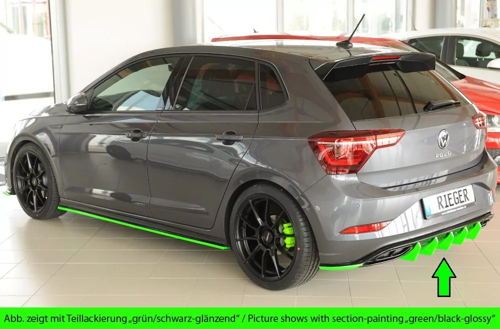 Rieger Heckeinsatz glanz schwarz für VW Polo (AW) R-Line 5-tür. 06.17-05.21 (bis Facelift)