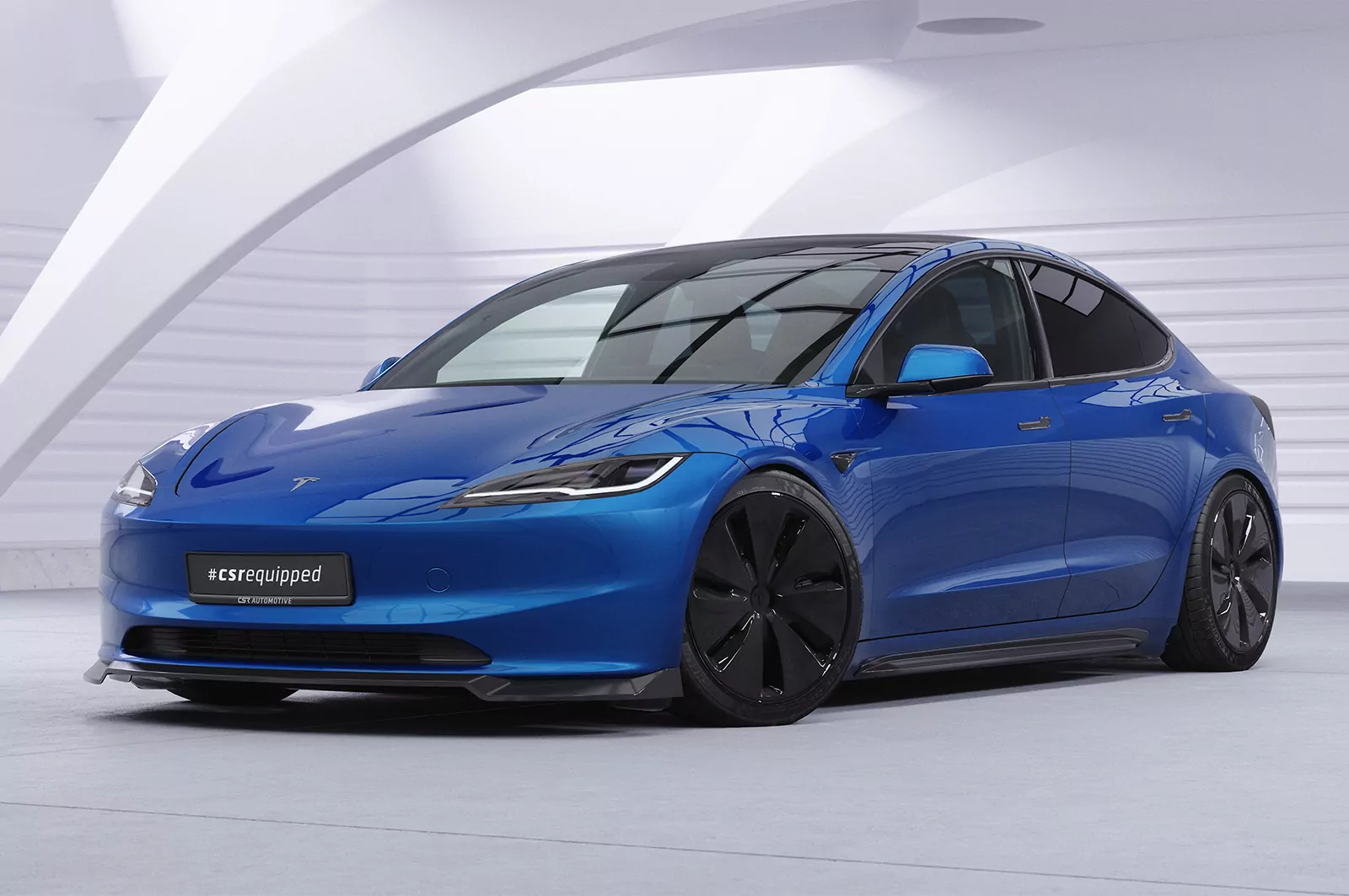 Cup-Spoilerlippe mit ABE für Tesla Model 3 CSL869 Schwarz Strukturiert