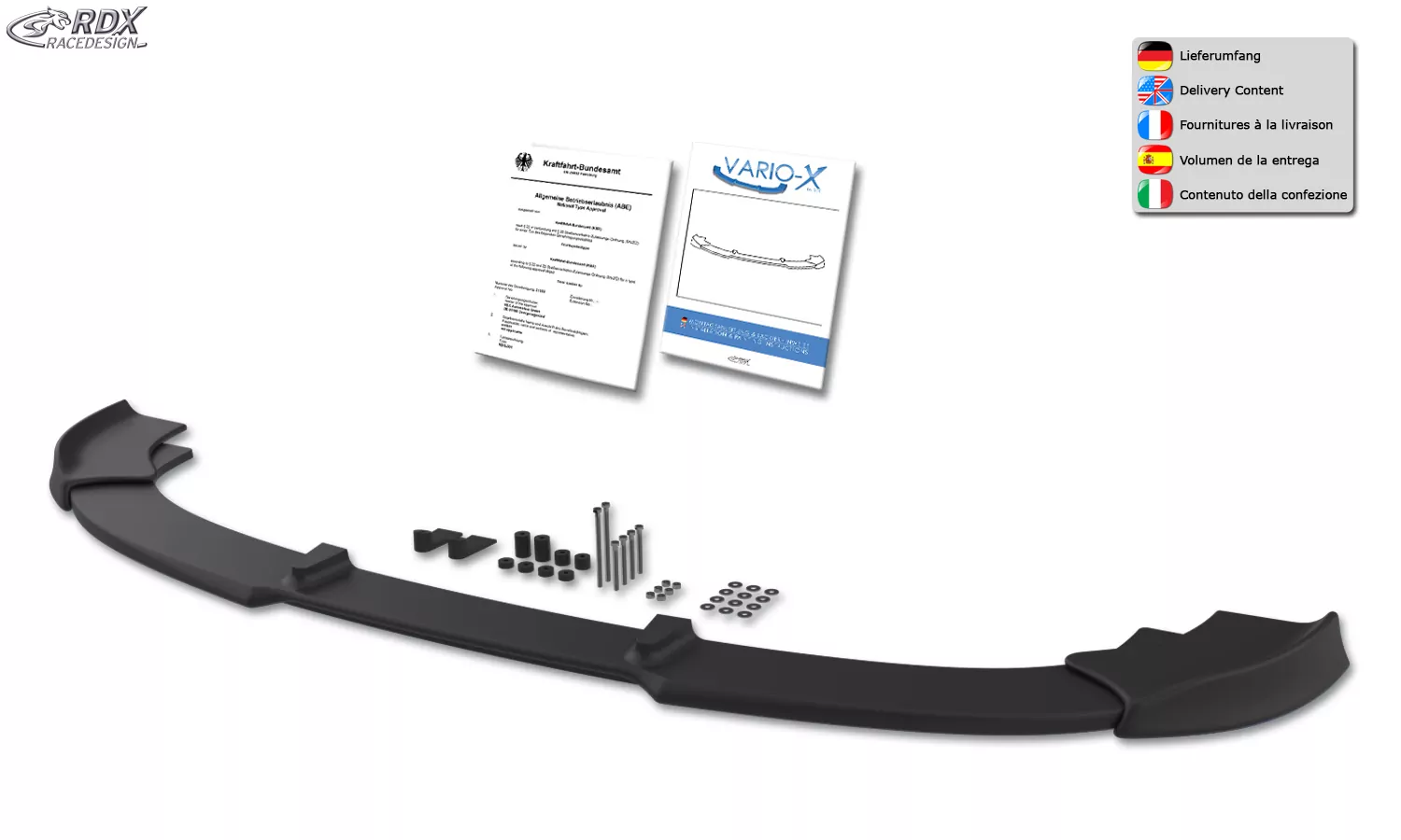 RDX Frontspoiler VARIO-X für MERCEDES E-Klasse W213 2016+ Frontlippe Front Ansatz Vorne Spoilerlippe