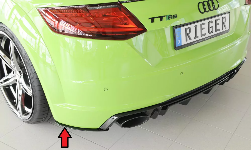 Rieger Heckschürzenansatz seitlich links für Audi TT RS (8J/8J1-FV/8S) | Coupé 05.16-08.18 (bis Facelift) nur für orig. Heckschürze TT-RS