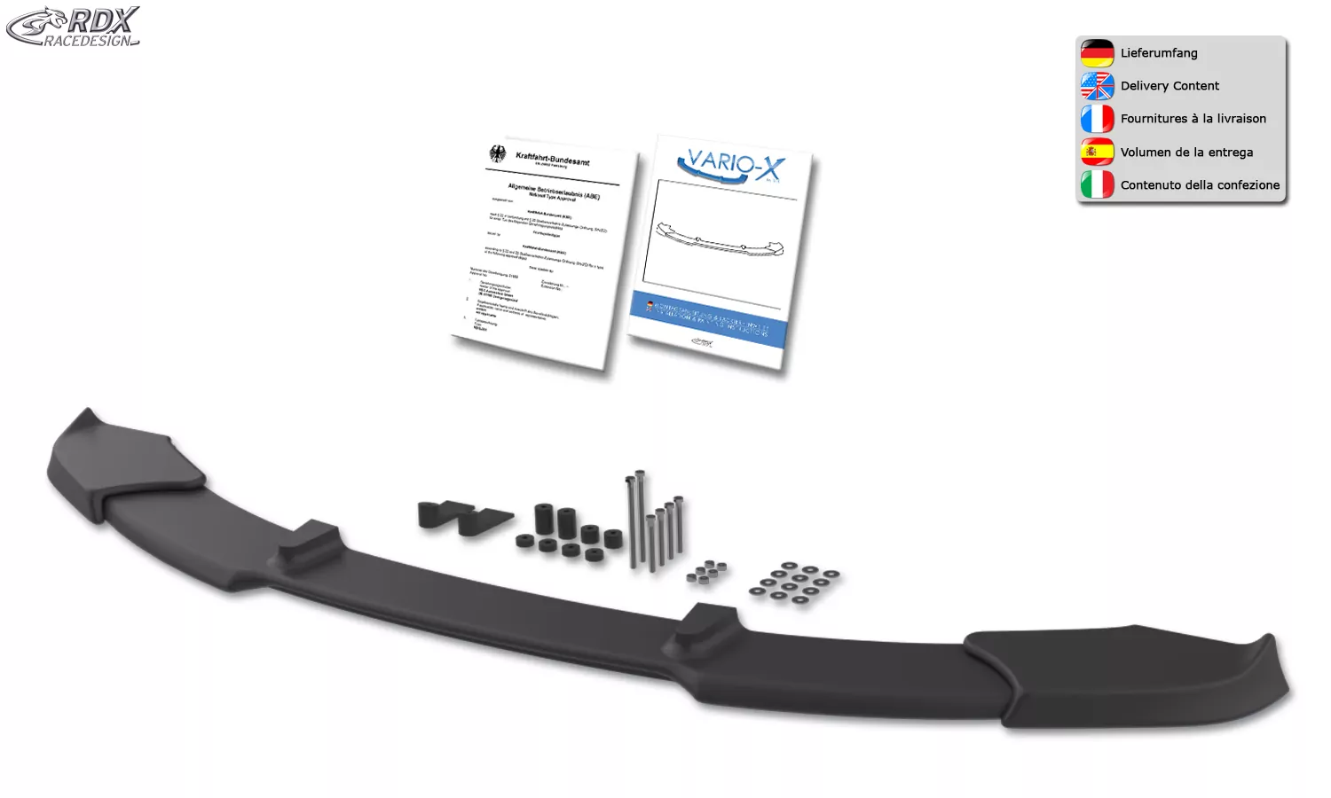 RDX Frontspoiler VARIO-X für MINI R56 / R57 Cooper S Frontlippe Front Ansatz Vorne Spoilerlippe