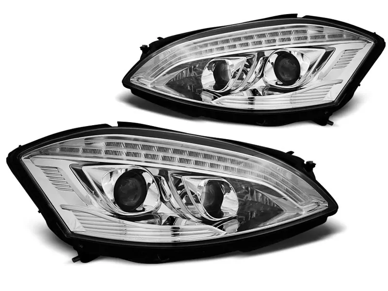 XENON HEADLIGHTS DAYLIGHT CHROME fits MERCEDES W221 05-09