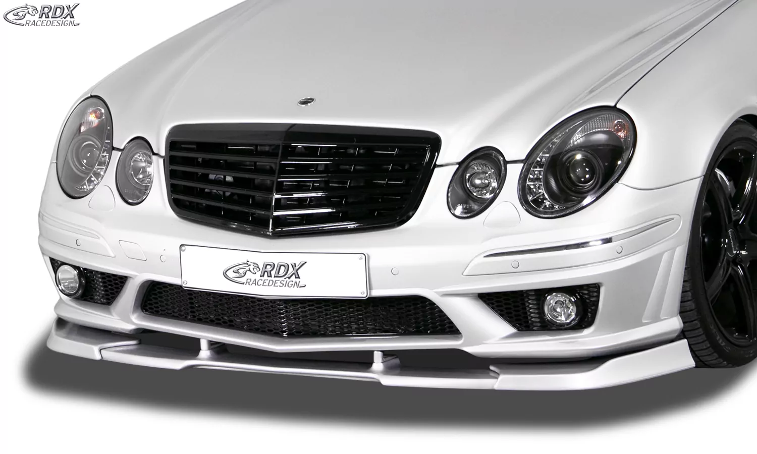 RDX Frontspoiler VARIO-X für MERCEDES E-Klasse W211 AMG 2006-2009 (Passend an AMG bzw. Fahrzeuge mit AMG Frontstoßstange) Frontlippe Front Ansatz Vorne Spoilerlippe