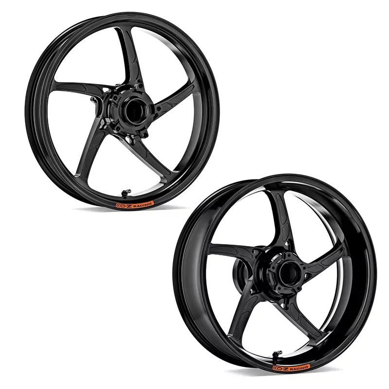 OZ Piega Aluminium Satz schwarz glänzend für Triumph Daytona 675(R) 2013-2017 und Street Triple 675 2013-2016 und Street Triple 765 (R/S/RS) 2017-2020