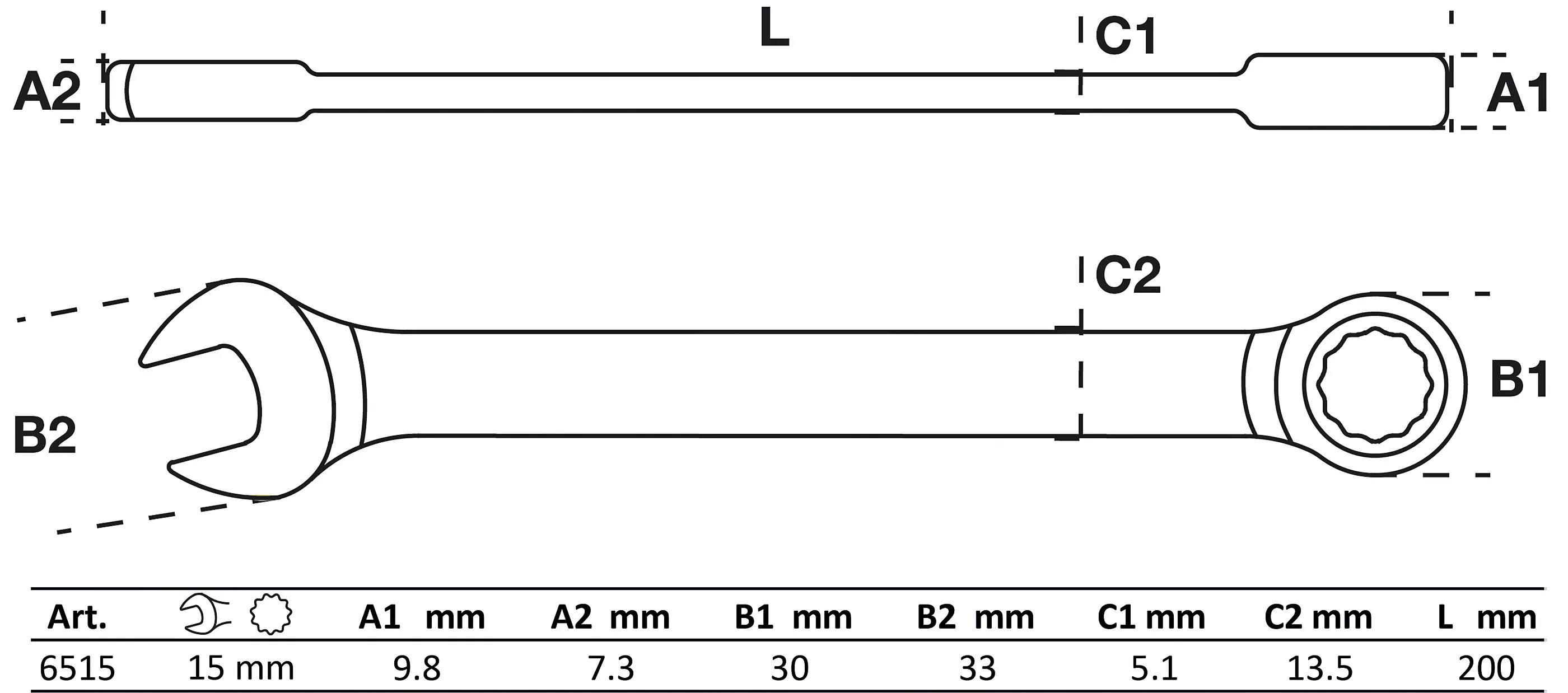 Ratschenring-Maulschlüssel | SW 15 mm