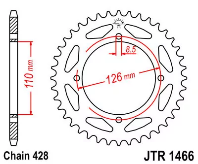 Kettenrad 44Z  |  428 Innen Ø 110 Lochkreis 126