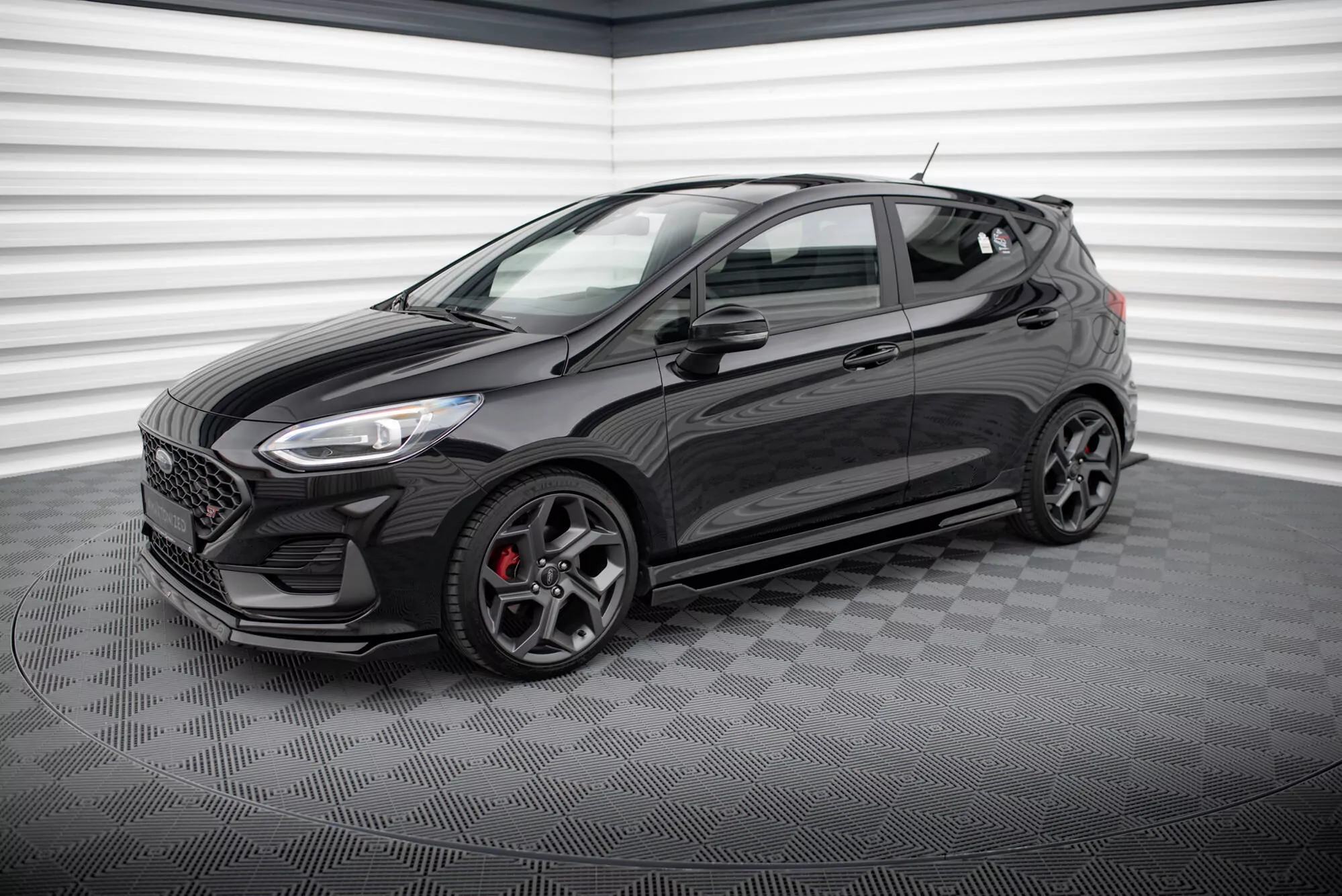 Seitenschweller Ansatz Passend Für V.3 Passend Für Ford Fiesta Mk8 ST / ST-Line Schwarz Hochglanz Schwarz Hochglanz