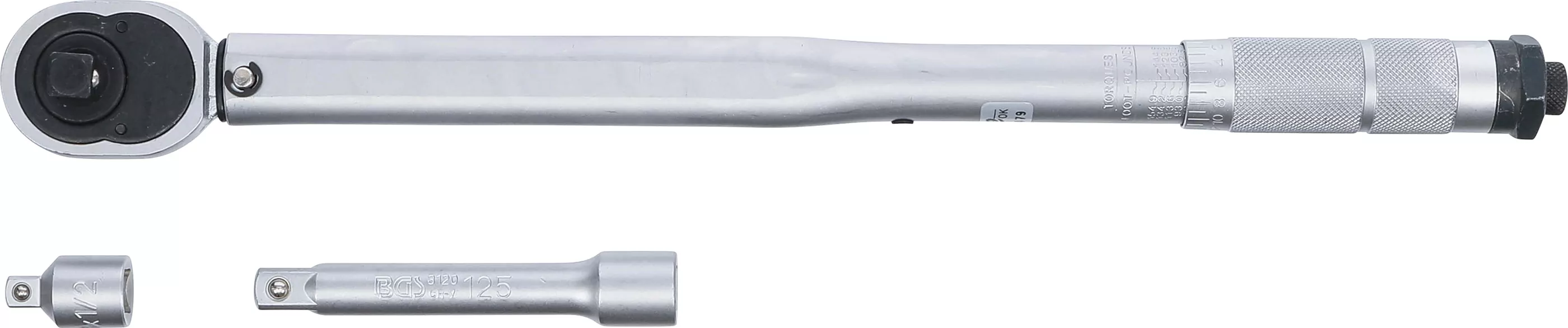 Drehmomentschlüssel + Adapter + Verlängerung | 12,5 mm (1/2") | 28 - 210 Nm