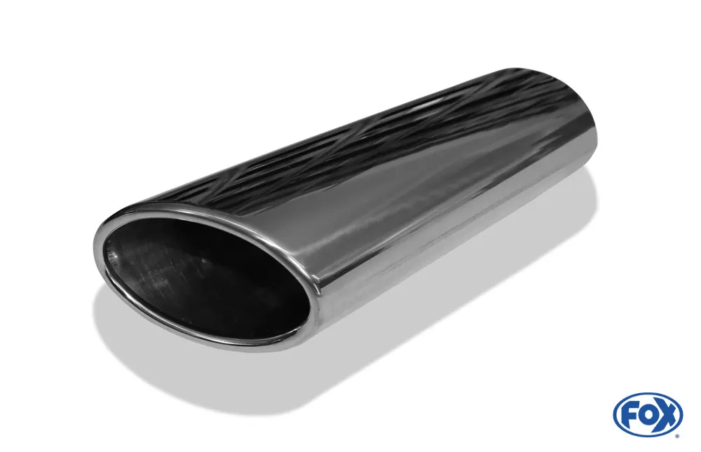 Anschweißendrohr Typ 38 - Rechts  106x71 mm / Länge: 300 mm - oval  - seitlich nach rechts abgeschrägt / eingerollt / ohne Absorber