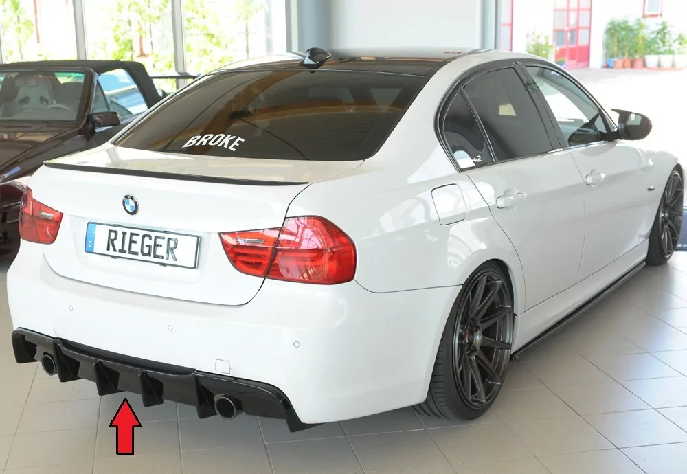 Rieger Heckeinsatz glanz schwarz für BMW 3er E91 Touring 09.08- (ab Facelift) LCI