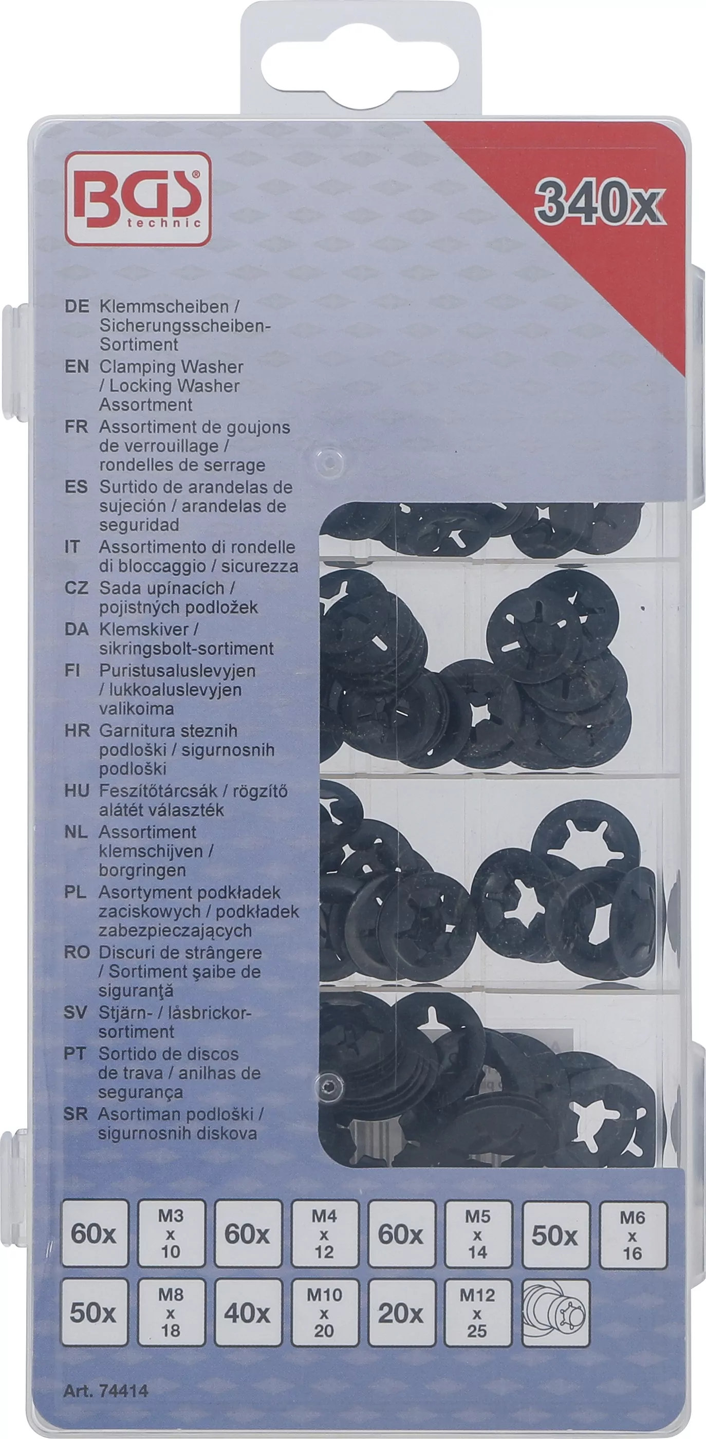 Klemmscheiben / Sicherungsscheiben-Sortiment | M3 - M12 | 340 tlg.
