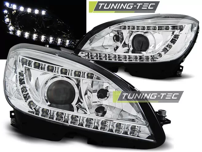 XENON HEADLIGHTS DAYLIGHT CHROME fits MERCEDES W204 07-10  