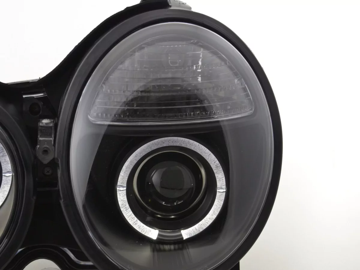 Scheinwerfer Set Angel Eyes Mercedes E-Klasse Typ W210 Bj. 99-01 schwarz