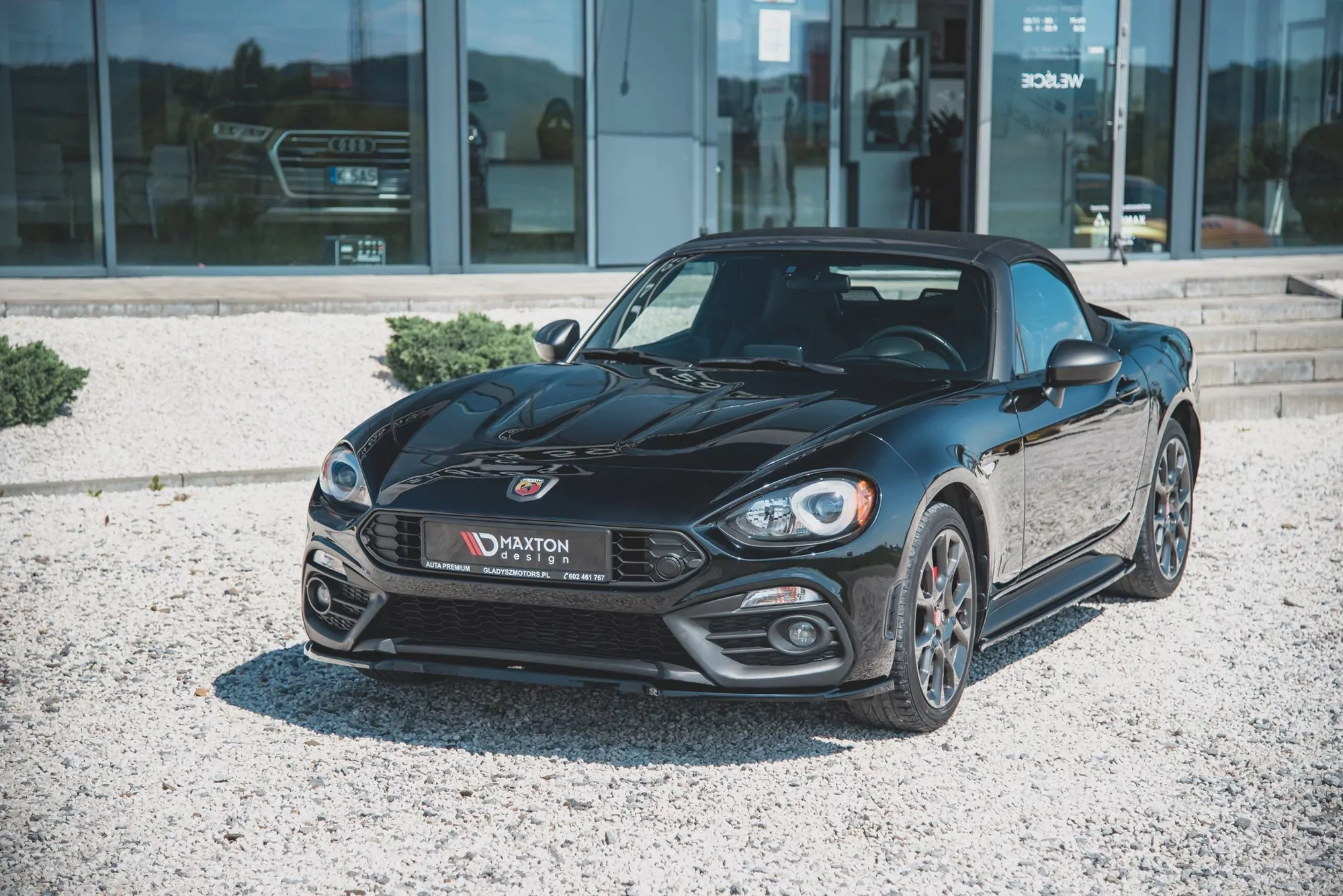 Front Ansatz Passend Für Fiat 124 Spider Abarth Schwarz Hochglanz