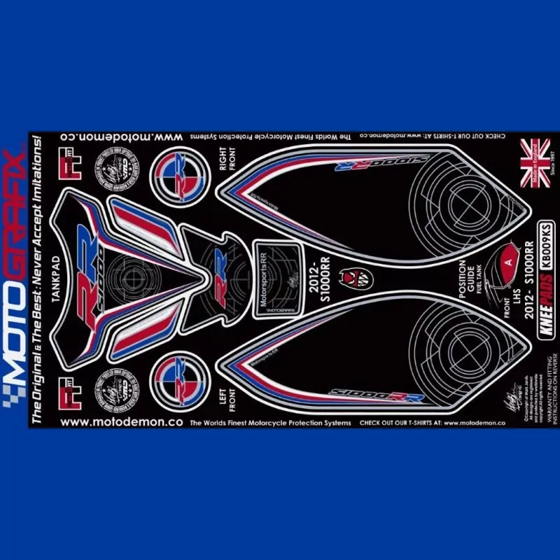 Motografix Tankschutz Knie Pads BMW S1000 RR 2012-2014 KB009KS