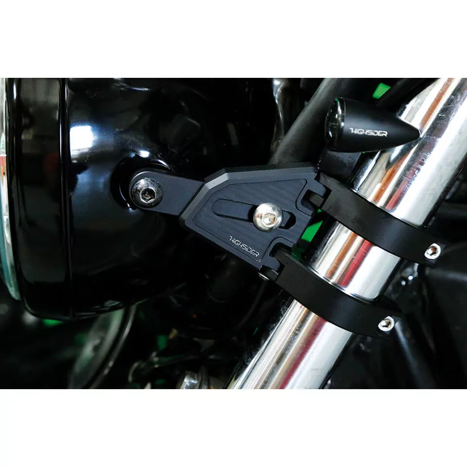 HIGHSIDER CNC Alu Lampenhalter Set EXTEND für Ø 35-37 mm, längenverstellbar, Schwarz